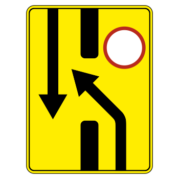 Дорожный знак 6.19.1 «Предварительный указатель перестроения на другую проезжую часть»